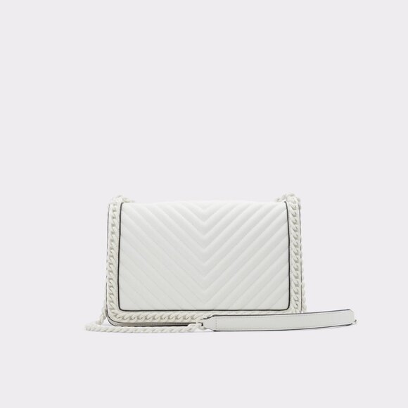 ALDO Greenwald Crossbody Bag Medium Greenwald White Overflow with metal chain - Picture 1 of 16